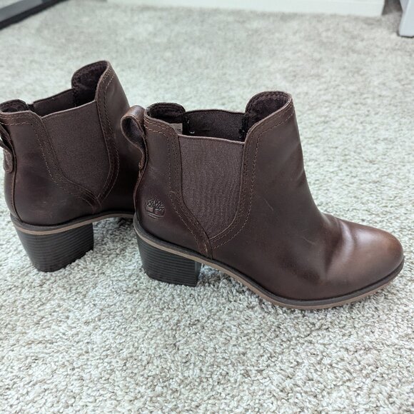 Timberland Women's Leather Brynlee Park Heeled Chelsea Ankle Boot in Brown 5.5 - Picture 5 of 9